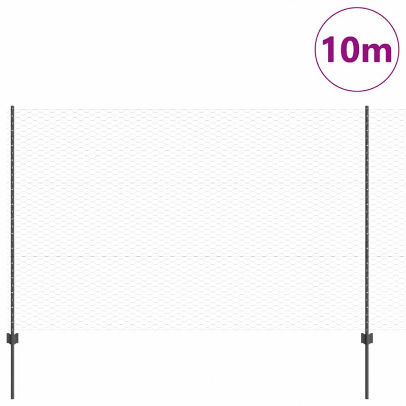 Ogrodzenie z słupkiem Szary 1,5 x 10 m Stal i PVC