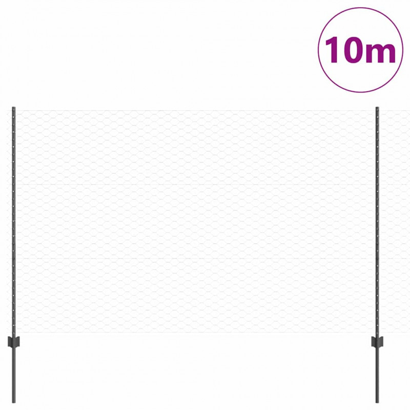 Ogrodzenie z słupkiem Szary 1,5 x 10 m Stal i PVC