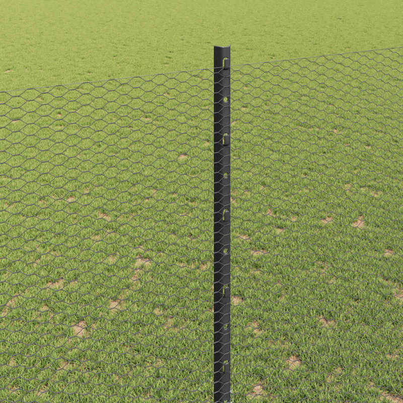Ogrodzenie z słupkiem Szary 1,6 x 10 m Stal i PVC