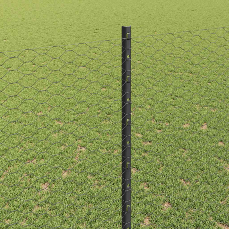 Ogrodzenie z słupkiem Szary 1,6 x 10 m Stal i PVC