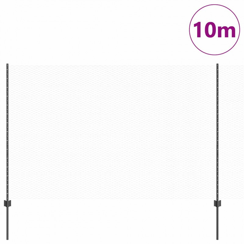 Ogrodzenie z słupkiem Szary 1,6 x 10 m Stal i PVC