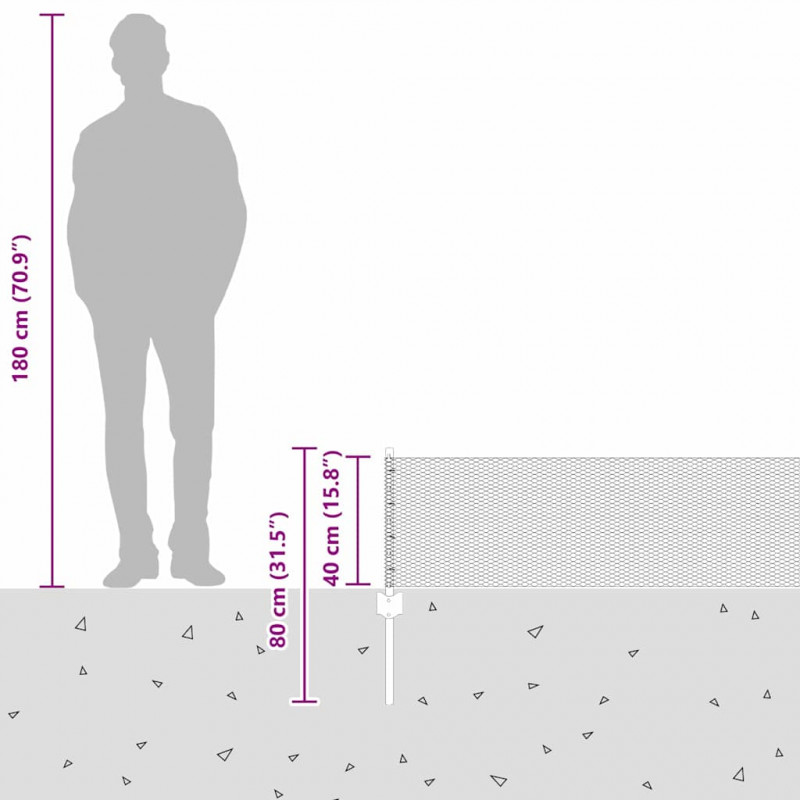 Ogrodzenie z słupkiem Szary 0,4 x 25 m Stal