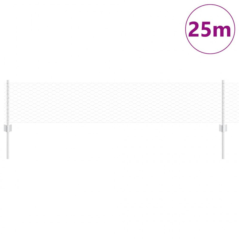 Ogrodzenie z słupkiem Szary 0,4 x 25 m Stal