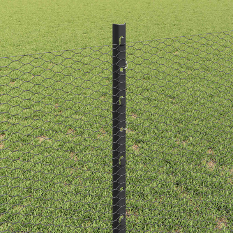 Ogrodzenie z słupkiem Szary 0,8 x 25 m Stal