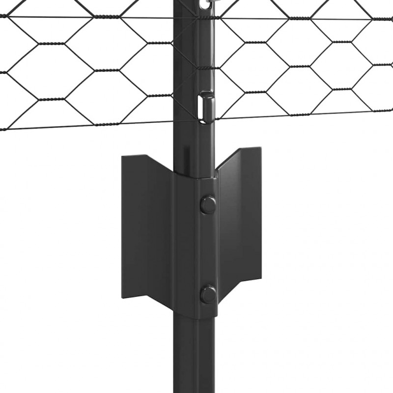 Ogrodzenie z słupkiem Szary 0,8 x 25 m Stal