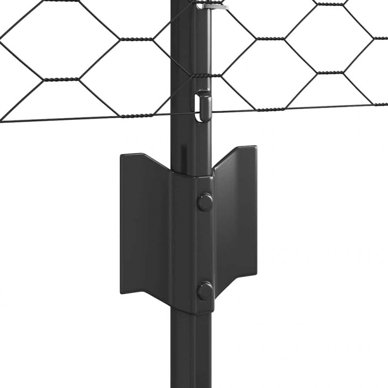 Ogrodzenie z słupkiem Szary 0,8 x 25 m Stal