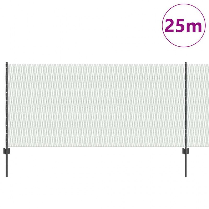 Ogrodzenie z słupkiem Szary 1 x 25 m Stal