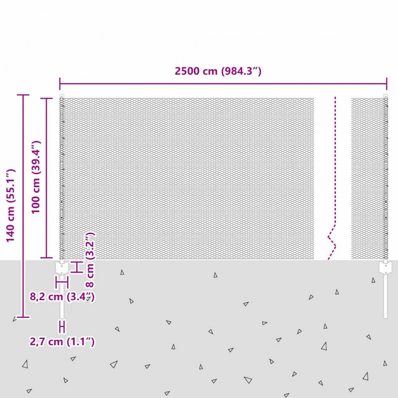 Ogrodzenie z słupkiem Szary 1 x 25 m Stal