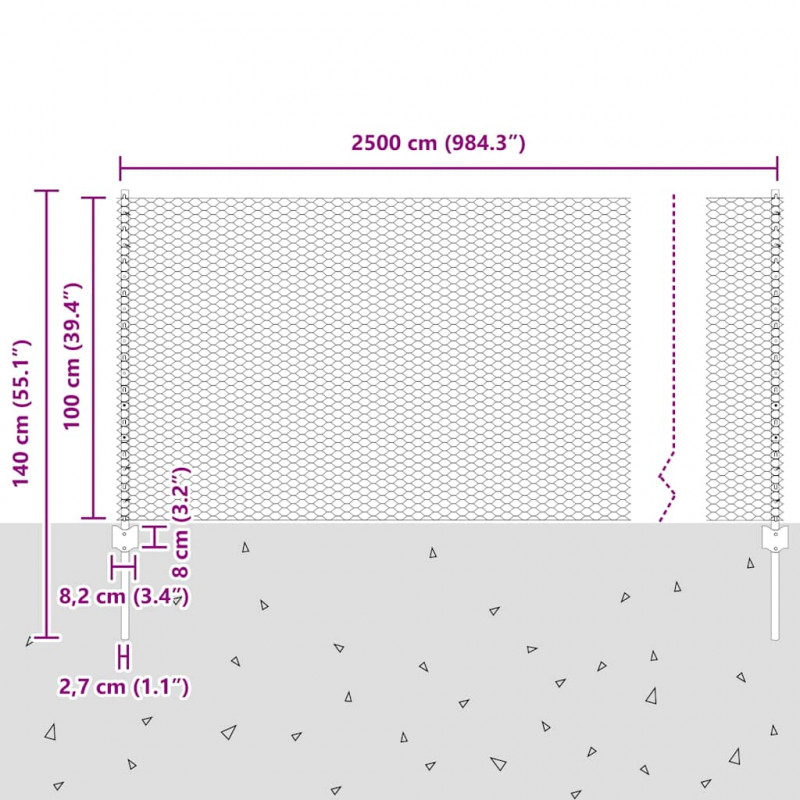 Ogrodzenie z słupkiem Szary 1 x 25 m Stal