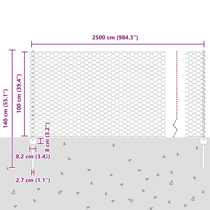 Ogrodzenie z słupkiem Szary 1 x 25 m Stal