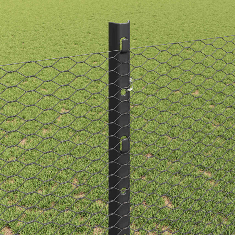 Ogrodzenie z słupkiem Szary 1,2 x 25 m Stal