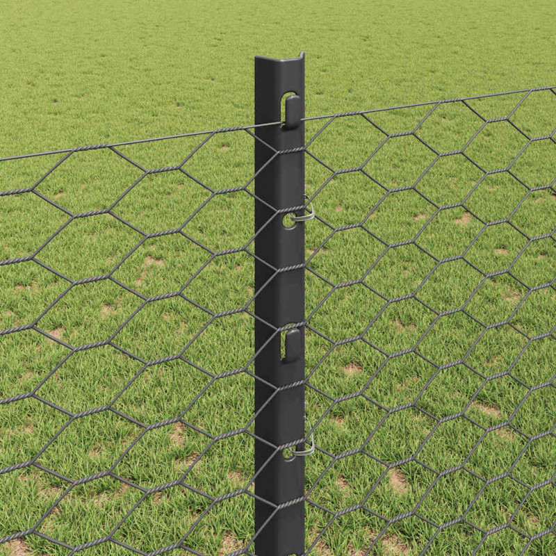 Ogrodzenie z słupkiem Szary 1,2 x 25 m Stal