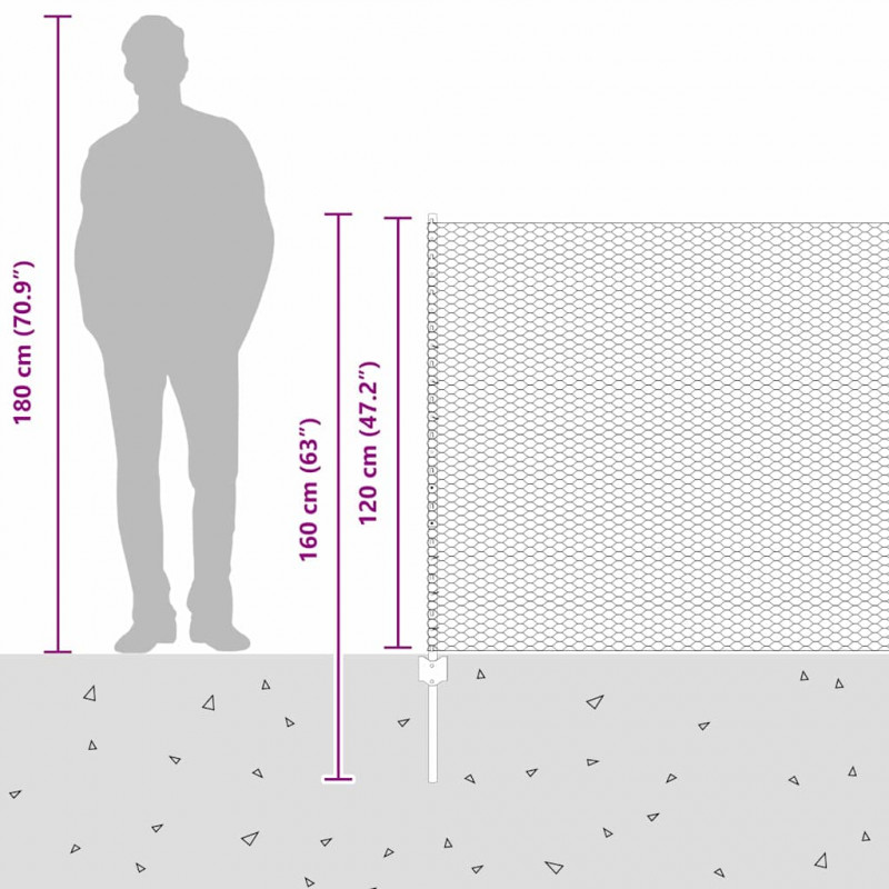 Ogrodzenie z słupkiem Szary 1,2 x 25 m Stal