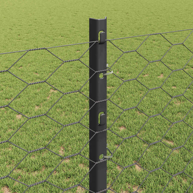Ogrodzenie z słupkiem Szary 1,2 x 25 m Stal