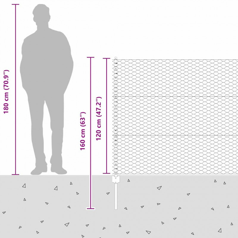 Ogrodzenie z słupkiem Szary 1,2 x 25 m Stal
