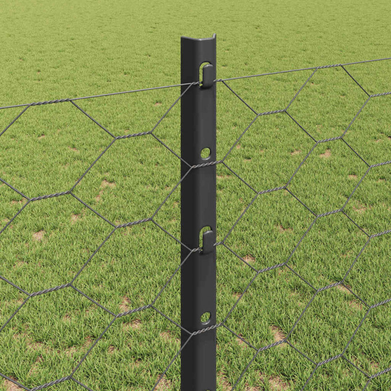 Ogrodzenie z słupkiem Szary 1,2 x 25 m Stal