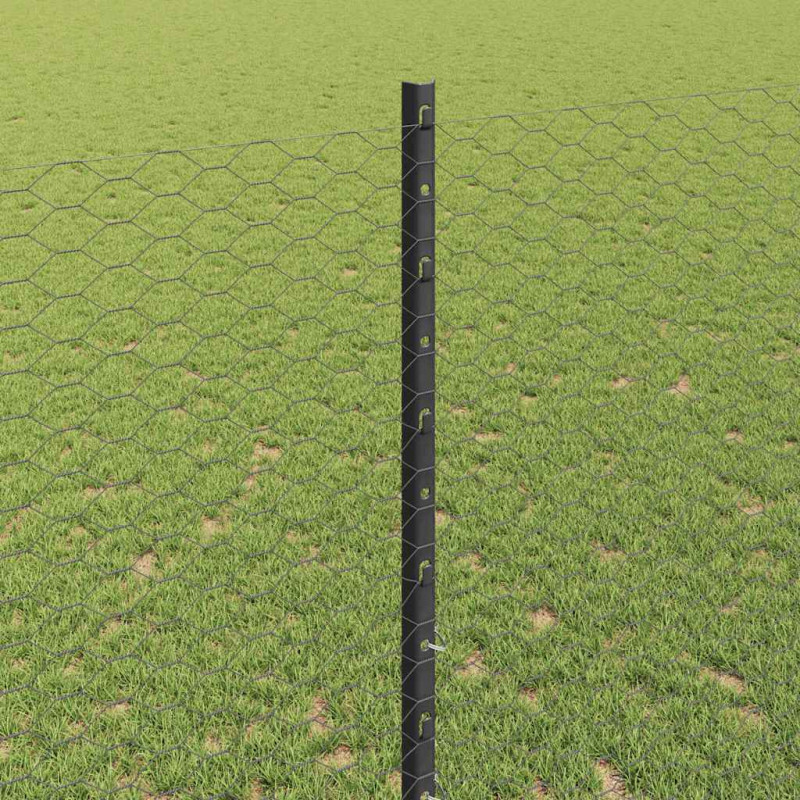 Ogrodzenie z słupkiem Szary 1,4 x 25 m Stal