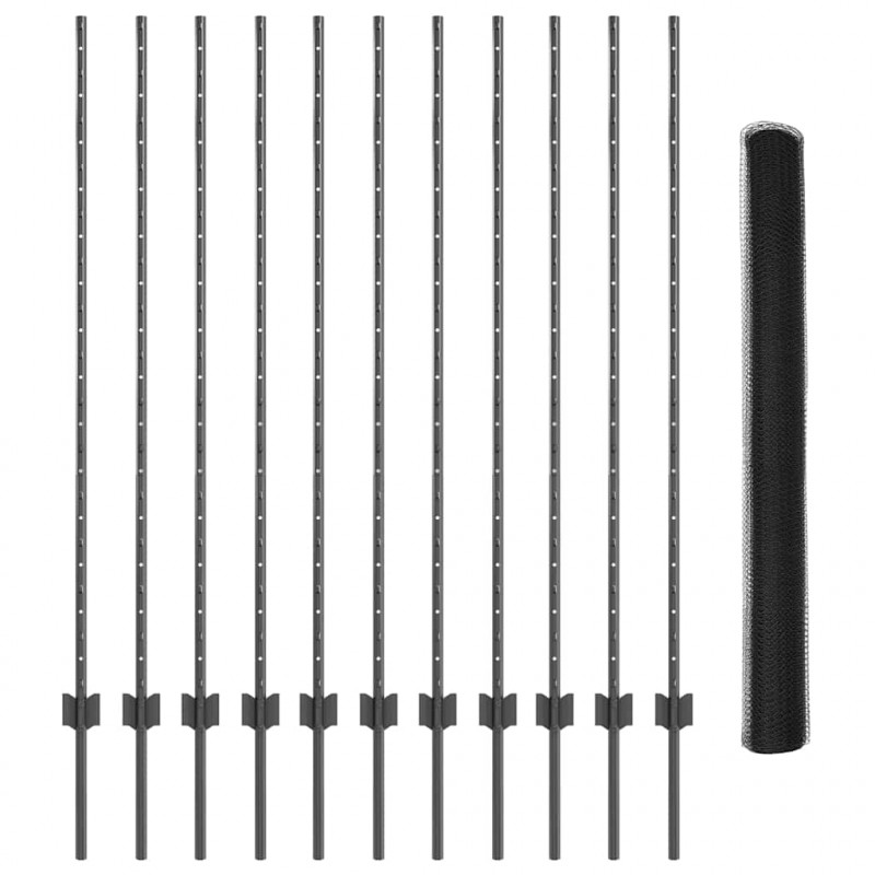 Ogrodzenie z słupkiem Szary 1,4 x 25 m Stal
