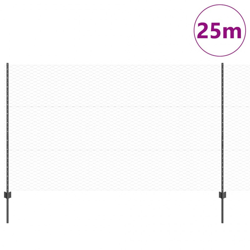 Ogrodzenie z słupkiem Szary 1,4 x 25 m Stal