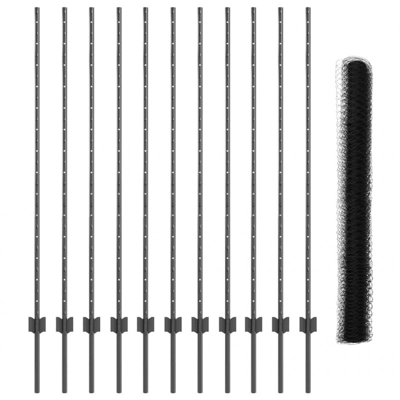 Ogrodzenie z słupkiem Szary 1,4 x 25 m Stal