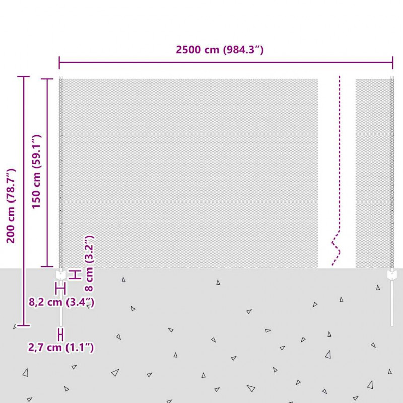 Ogrodzenie z słupkiem Szary 1,5 x 25 m Stal