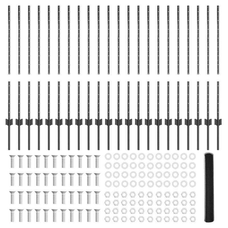 Ogrodzenie z słupkiem Szary 1 x 50 m Stal i PVC