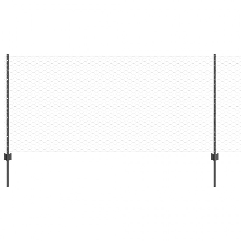 Ogrodzenie z słupkiem Szary 1 x 50 m Stal i PVC