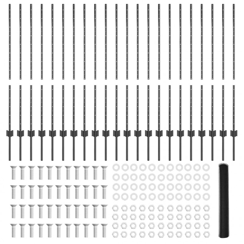 Ogrodzenie z słupkiem Szary 1,2 x 50 m Stal i PVC