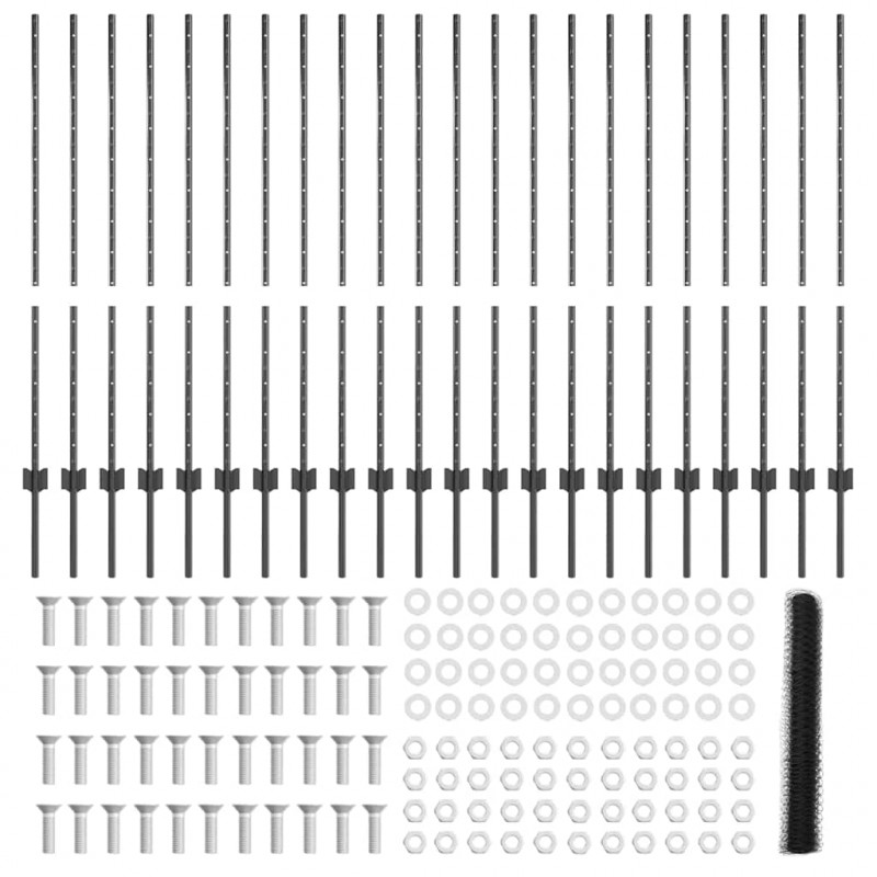 Ogrodzenie z słupkiem Szary 1,2 x 50 m Stal i PVC