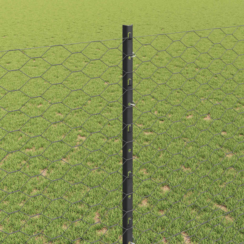 Ogrodzenie z słupkiem Szary 1,4 x 50 m Stal i PVC