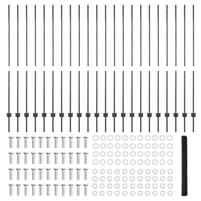 Ogrodzenie z słupkiem Szary 1,5 x 50 m Stal i PVC
