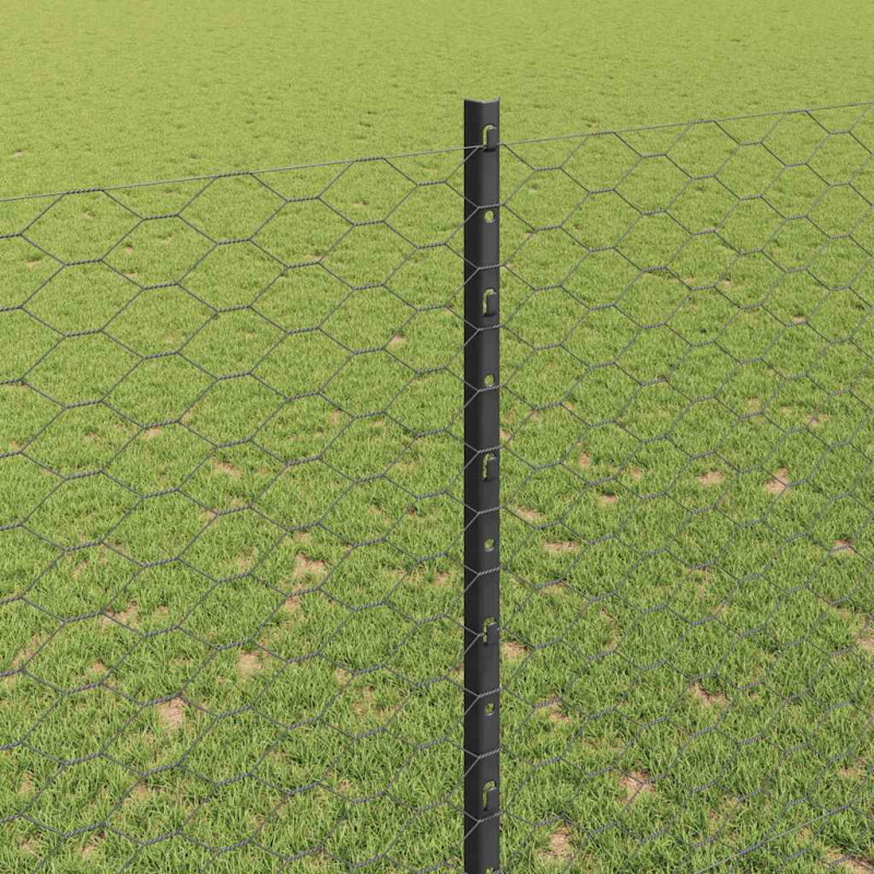 Ogrodzenie z słupkiem Szary 1,5 x 50 m Stal i PVC