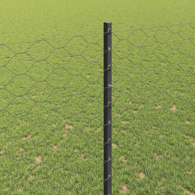 Ogrodzenie z słupkiem Szary 1,5 x 50 m Stal i PVC