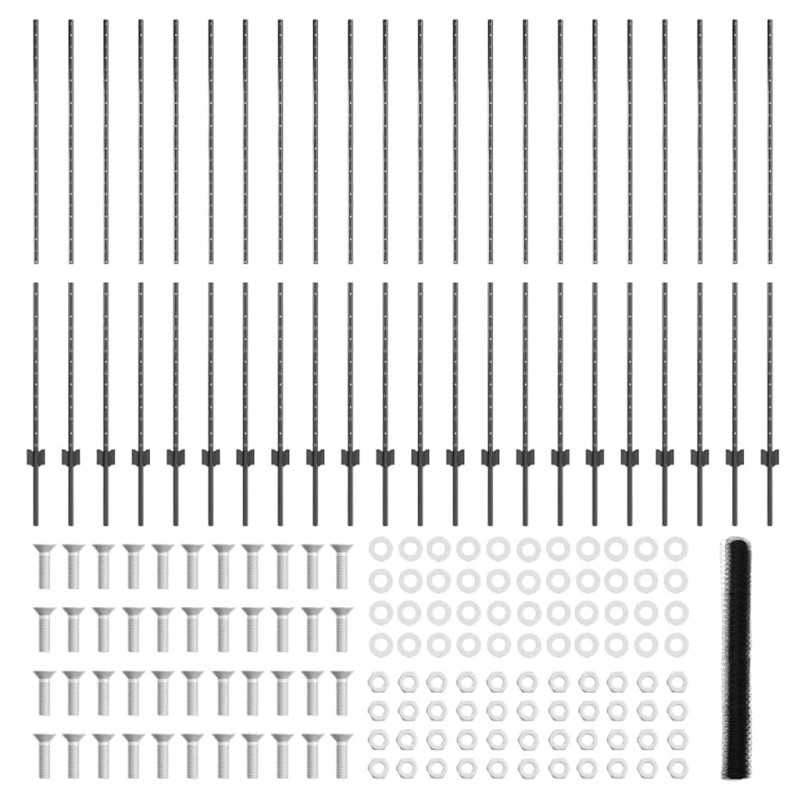 Ogrodzenie z słupkiem Szary 1,5 x 50 m Stal i PVC