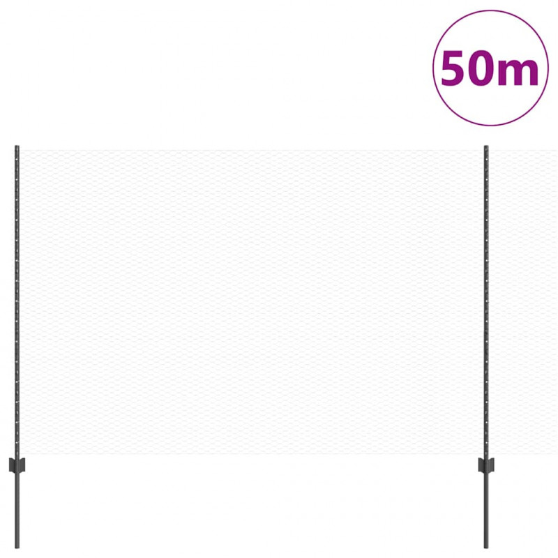 Ogrodzenie z słupkiem Szary 1,6 x 50 m Stal i PVC