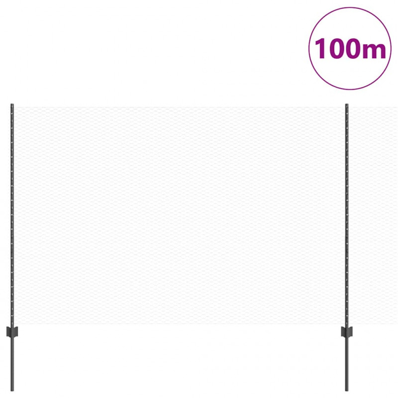 Ogrodzenie z słupkiem Szary 1,5 x 100 m Stal i PVC