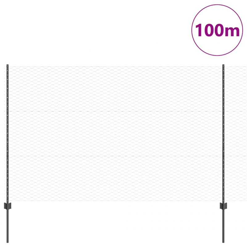 Ogrodzenie z słupkiem Szary 1,5 x 100 m Stal i PVC