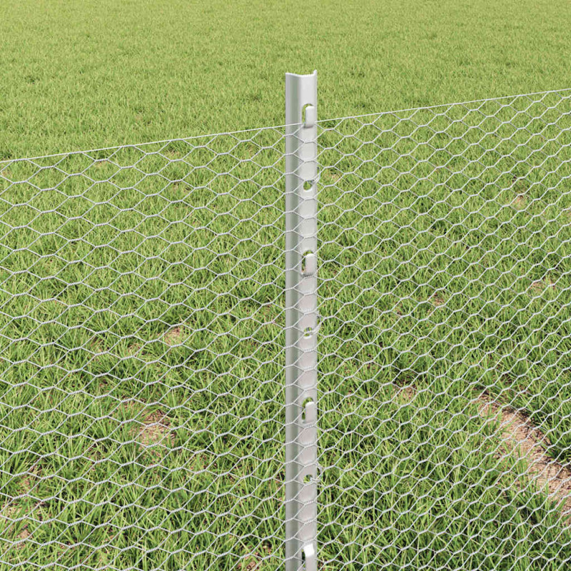 Ogrodzenie z słupkiem Srebrny 0,4 x 10 m Stal