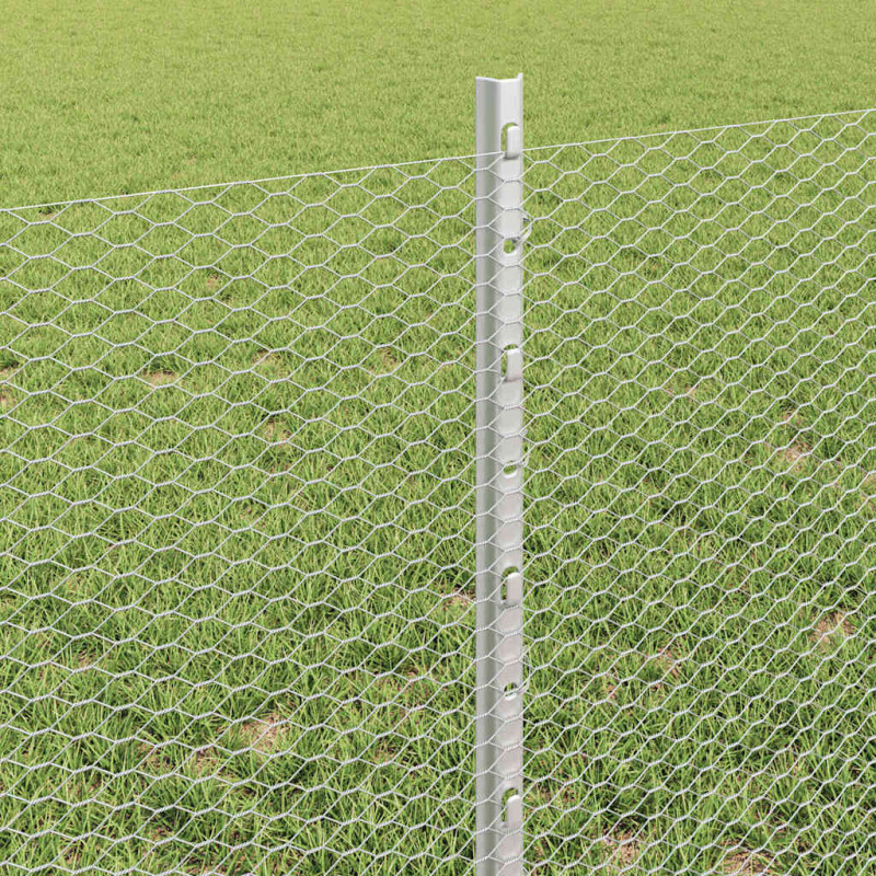 Ogrodzenie z słupkiem Srebrny 0,6 x 10 m Stal