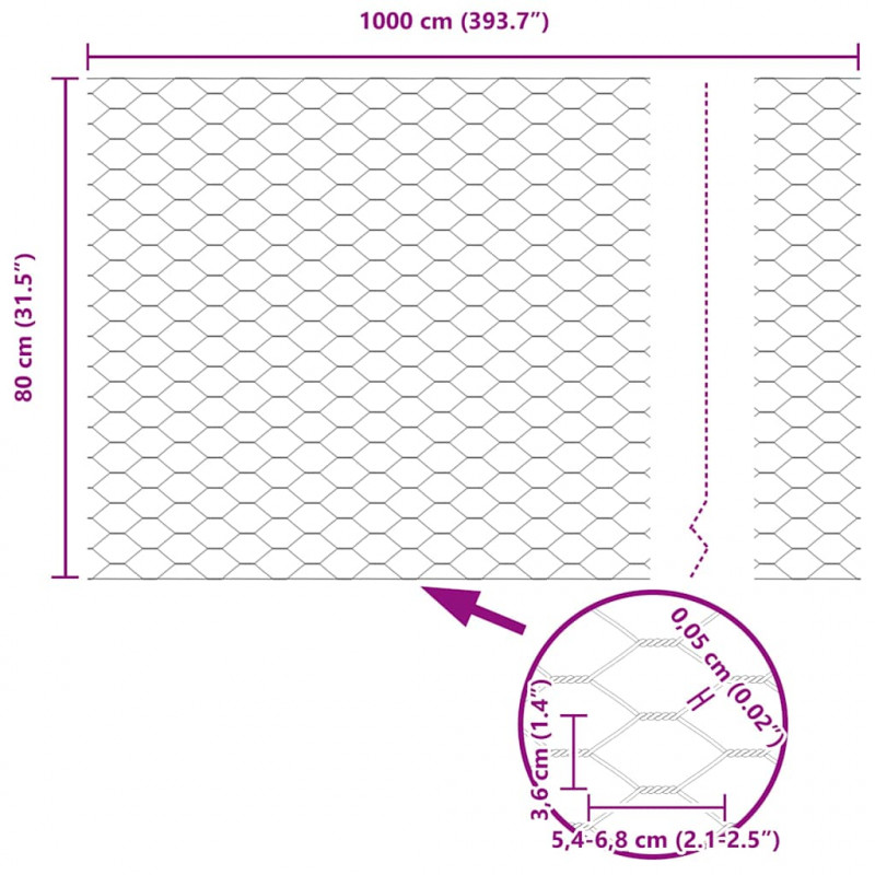 Ogrodzenie z słupkiem Srebrny 0,8 x 10 m Stal