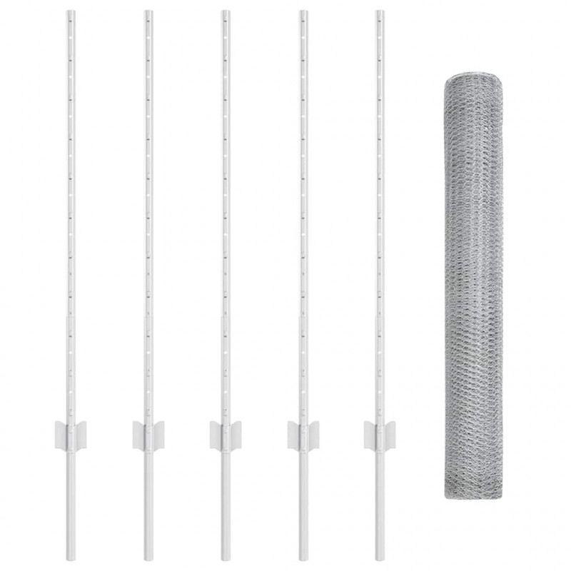 Ogrodzenie z słupkiem Srebrny 1 x 10 m Stal