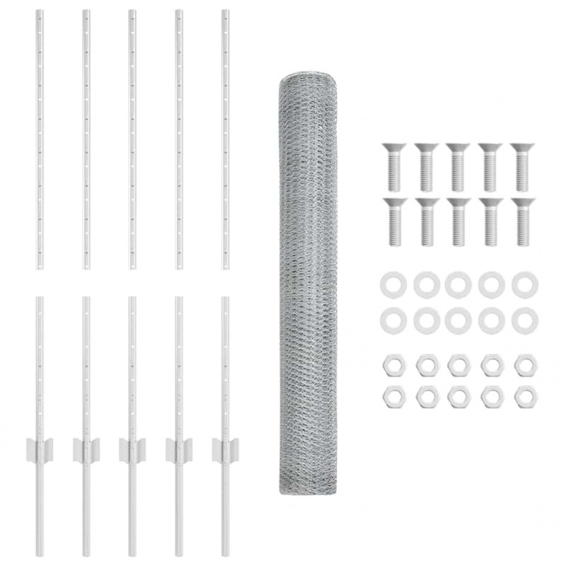 Ogrodzenie z słupkiem Srebrny 1 x 10 m Stal