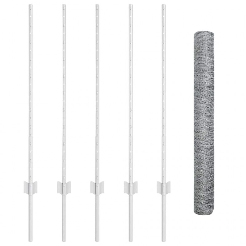 Ogrodzenie z słupkiem Srebrny 1 x 10 m Stal