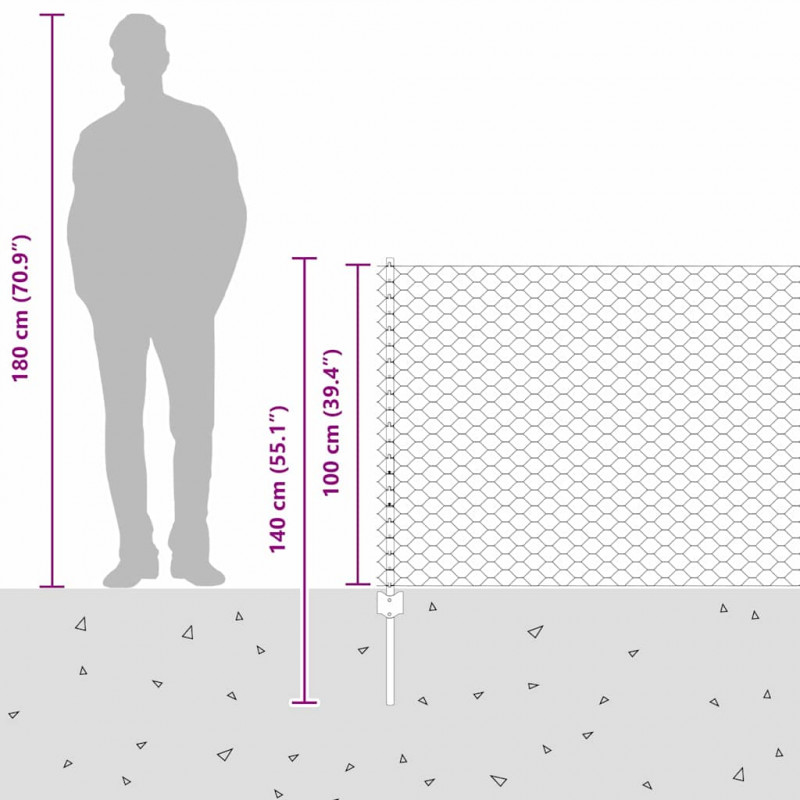 Ogrodzenie z słupkiem Srebrny 1 x 10 m Stal