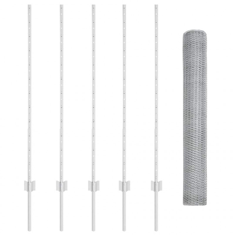 Ogrodzenie z słupkiem Srebrny 1,2 x 10 m Stal