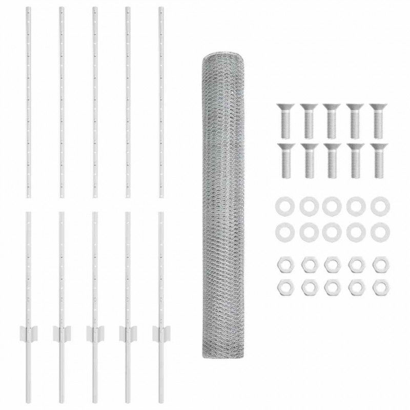 Ogrodzenie z słupkiem Srebrny 1,2 x 10 m Stal