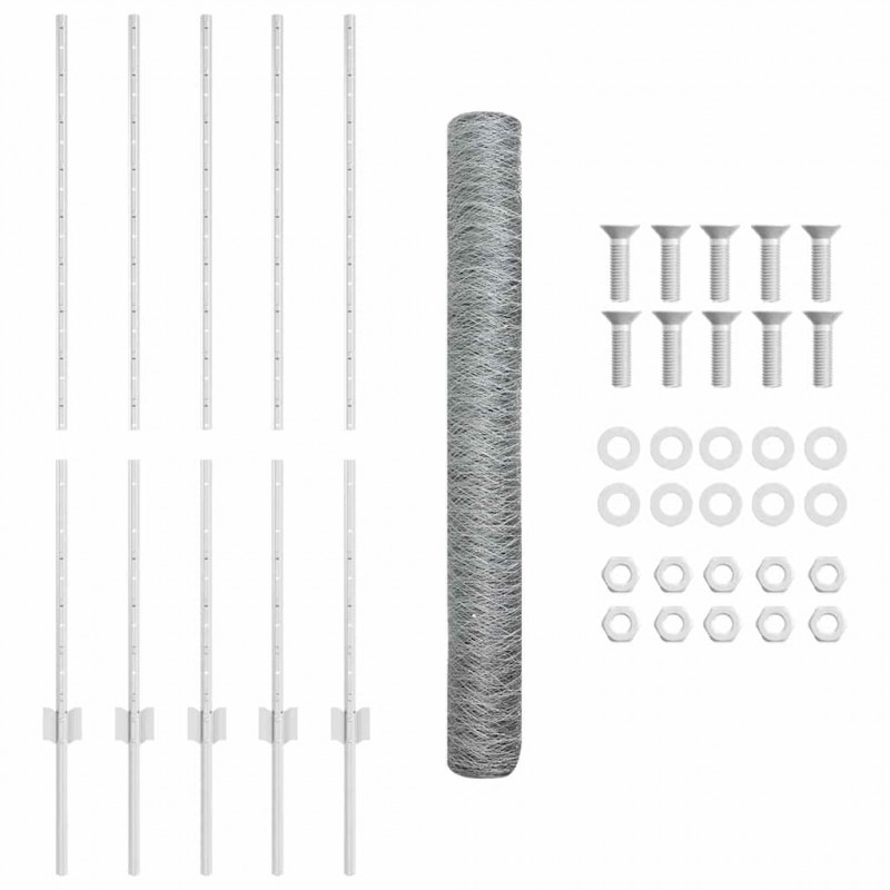 Ogrodzenie z słupkiem Srebrny 1,2 x 10 m Stal