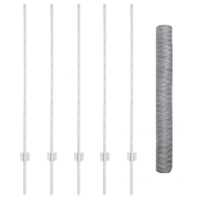 Ogrodzenie z słupkiem Srebrny 1,2 x 10 m Stal