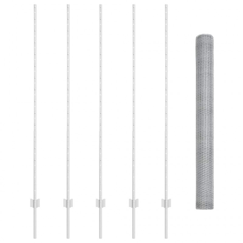 Ogrodzenie z słupkiem Srebrny 1,5 x 10 m Stal