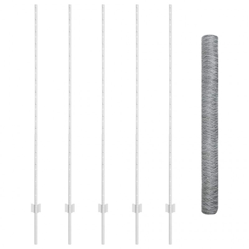 Ogrodzenie z słupkiem Srebrny 1,5 x 10 m Stal